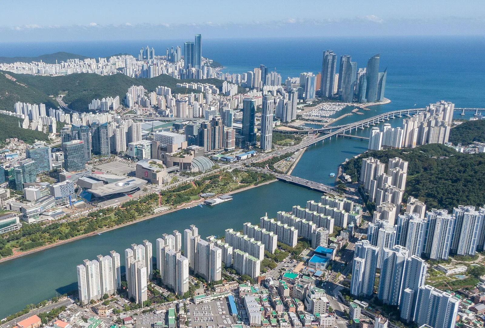 Haeundae coastline and city buildings in Busan